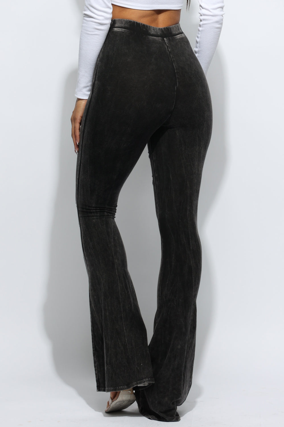 Mineral wash cutout wide leg pants, back view