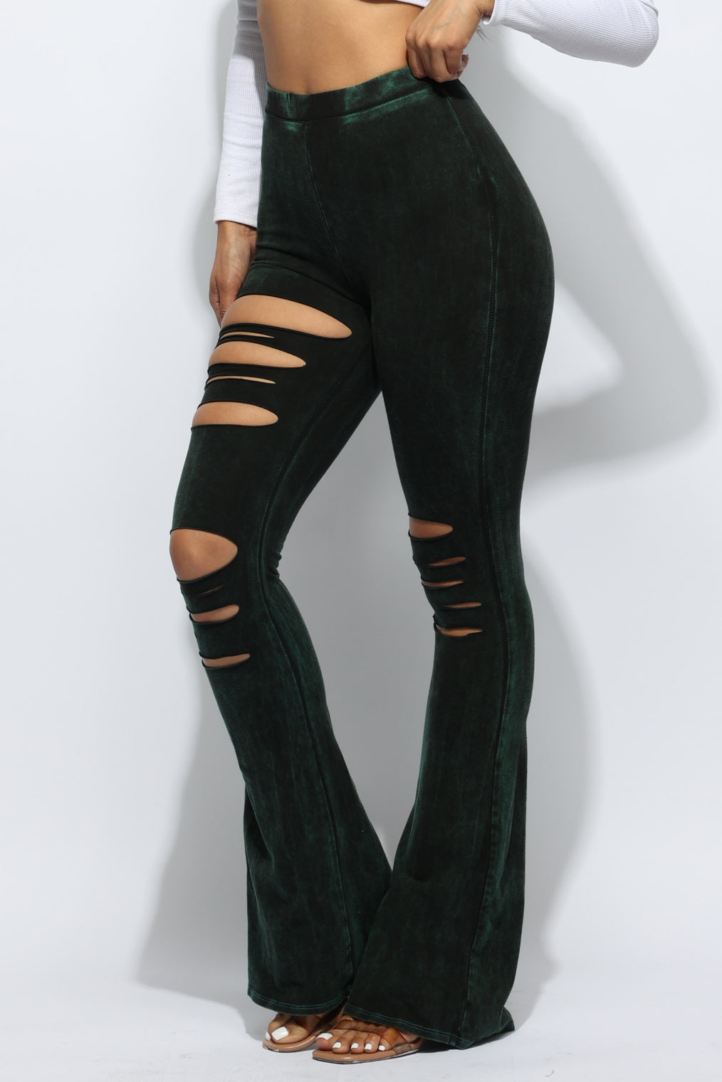 Mineral Wash Cutout Pants