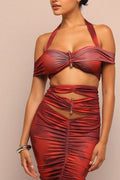 Cutout Off Shoulder Top & Maxi Skirt Set in Wine combo – Side view