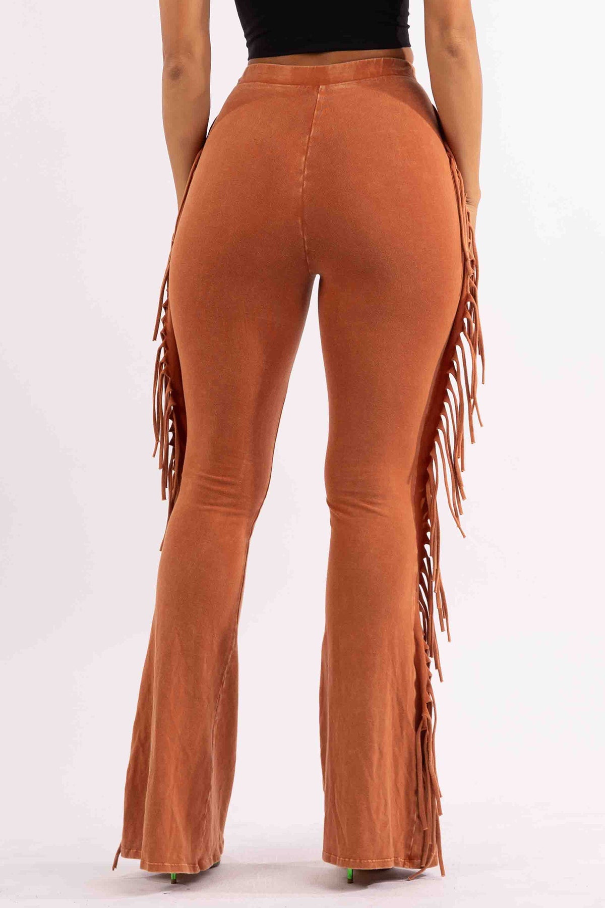 Fringe Trim Mineral Wash Pants in Olive Size 3X – View 18