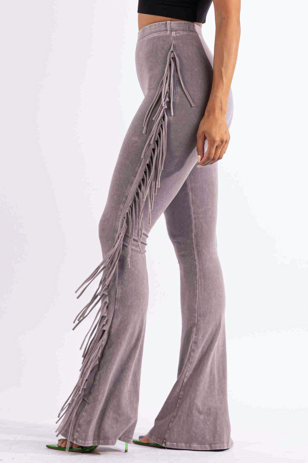 Fringe Trim Mineral Wash Pants in Rust Size L – View 21