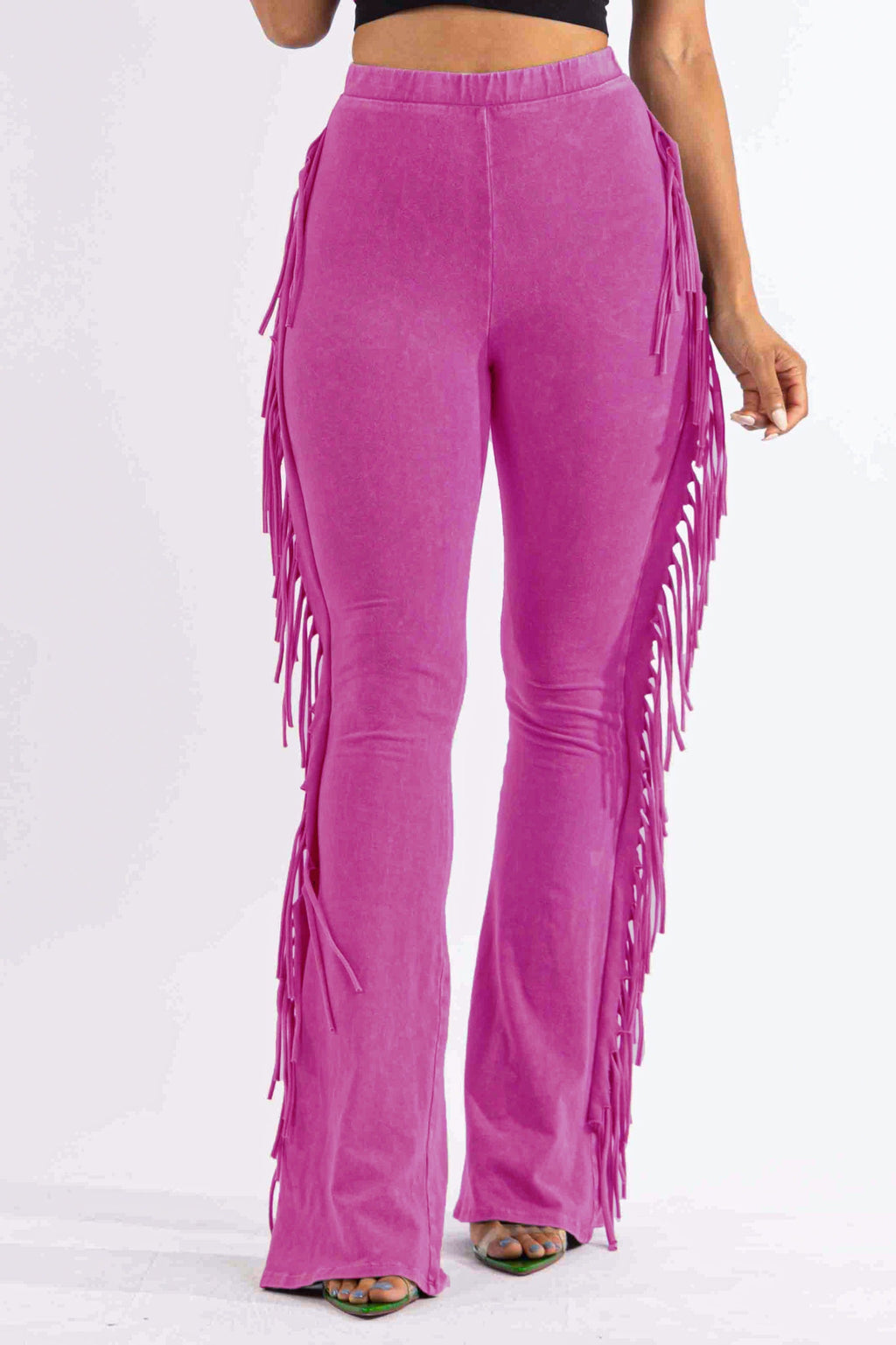 Fringe Trim Mineral Wash Pants in Rust Size 3X – View 24