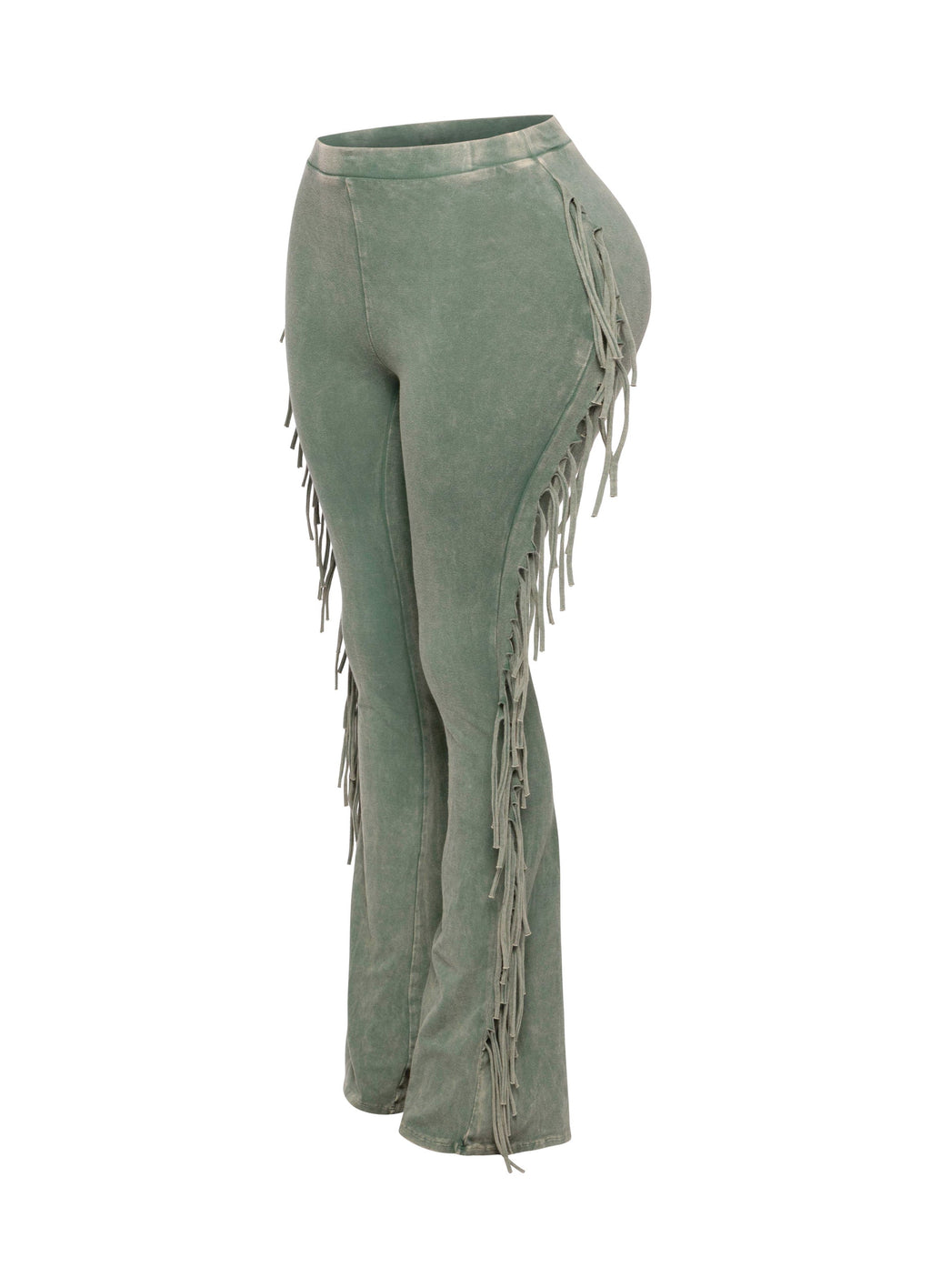 Fringe trim mineral wash wide leg pants styled outfit look