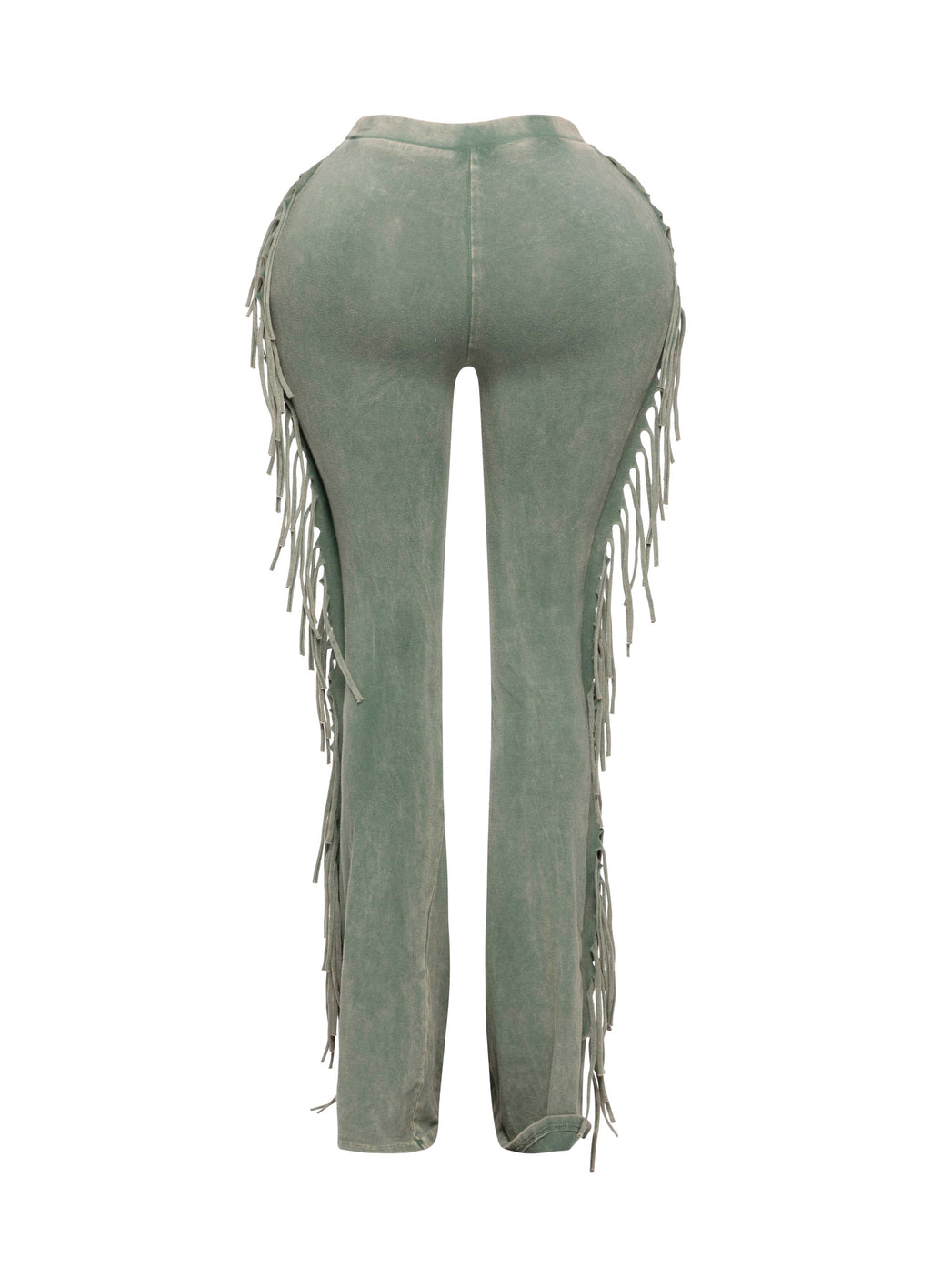 Fringe trim mineral wash wide leg pants styled outfit look