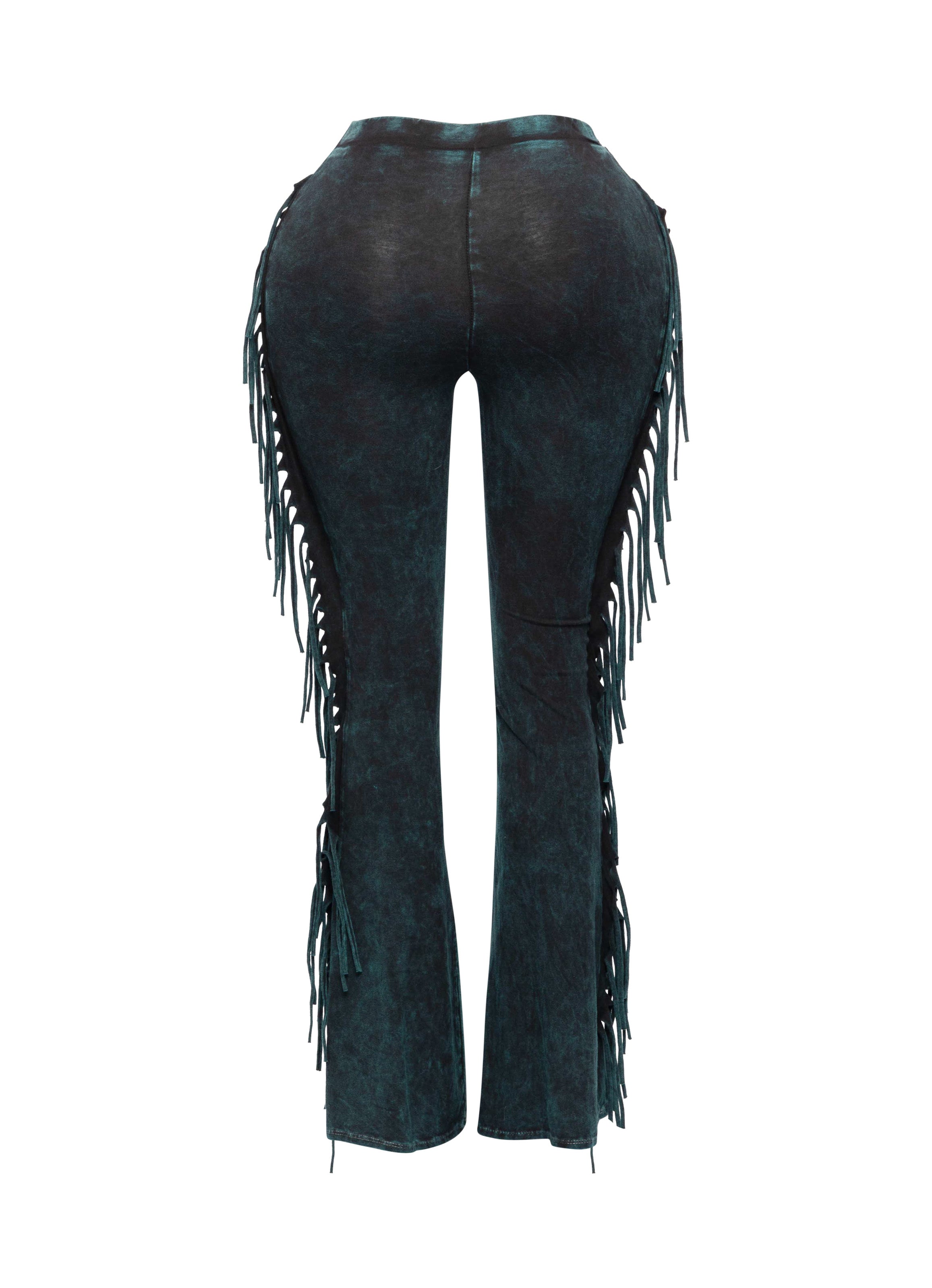 Fringe Trim Mineral Wash Pants in Dk Teal Size L – View 57