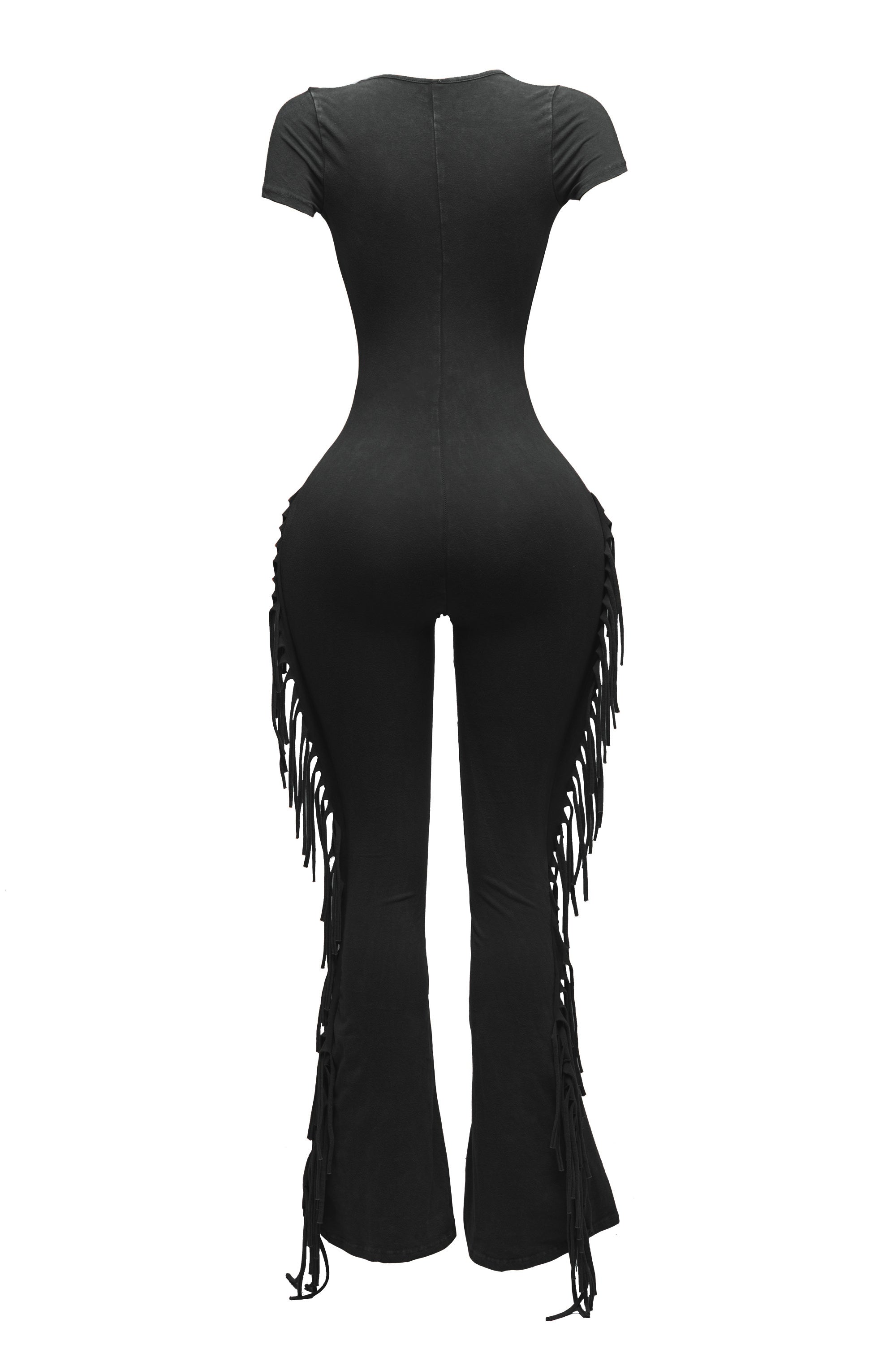 Mineral Wash Fringe Jumpsuit