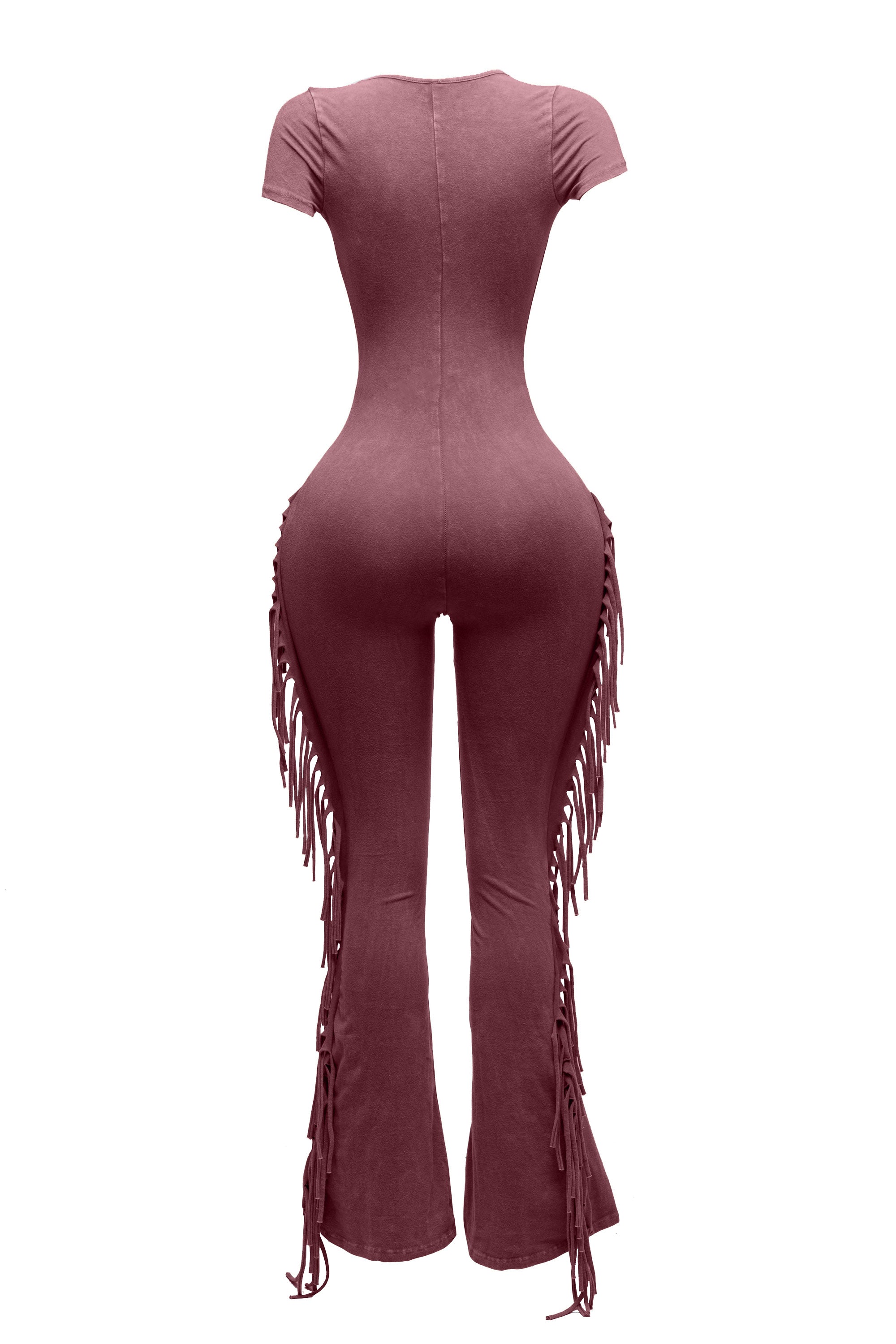 Mineral Wash Fringe Jumpsuit