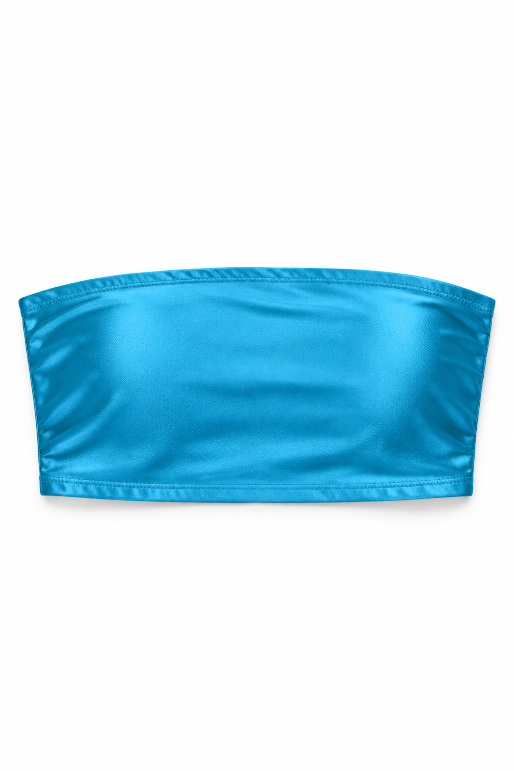 Aqua bandeau top, front view, garment only