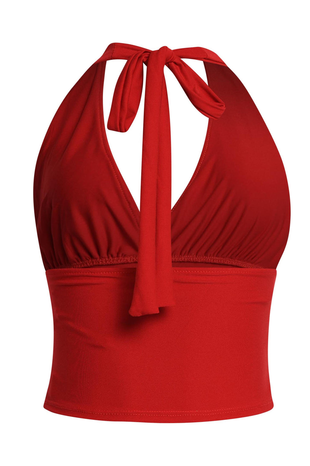 Halter Tie-Back Crop Top in Red