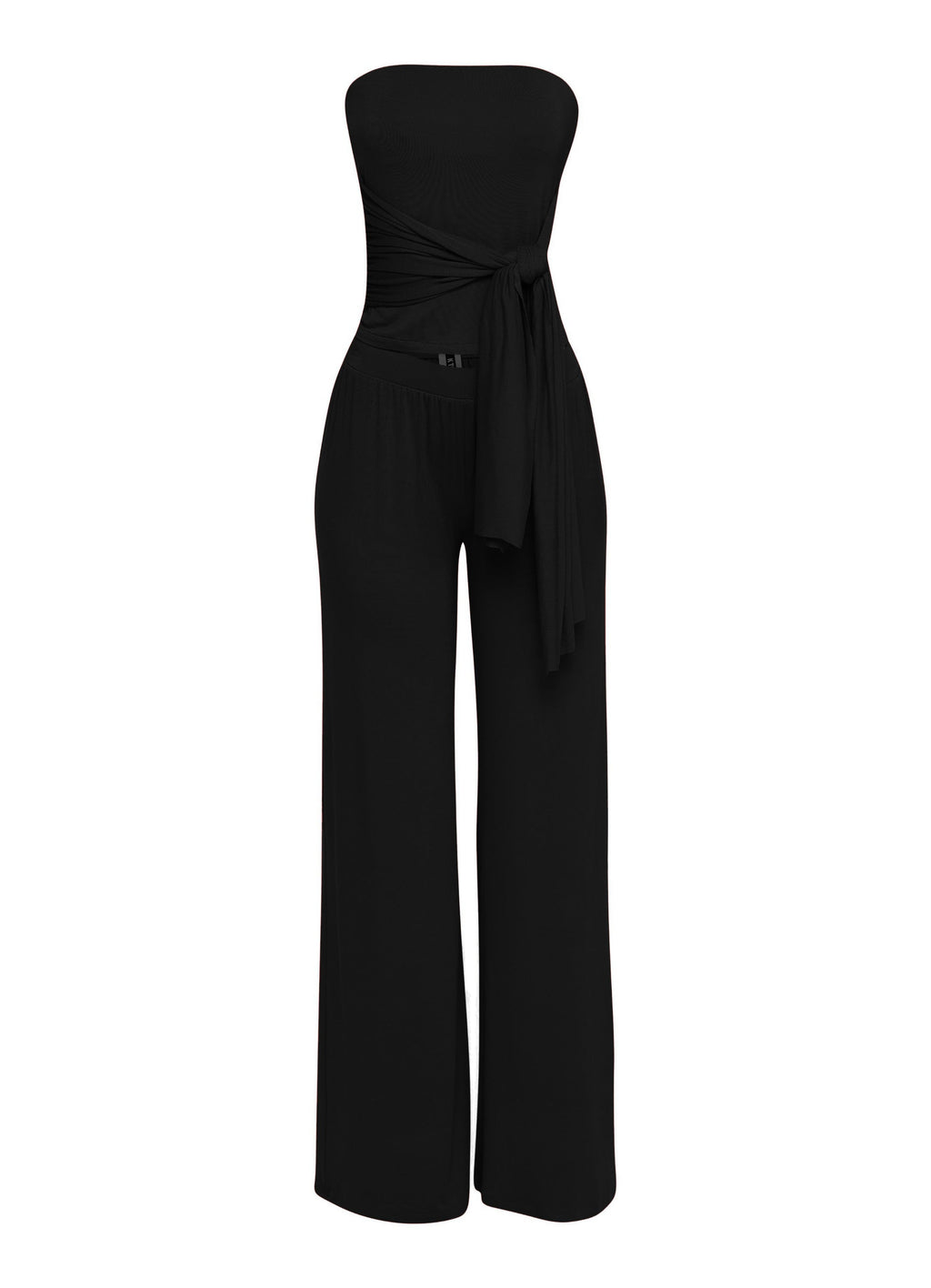 Strapless Tie Jumpsuit in Black – Side view