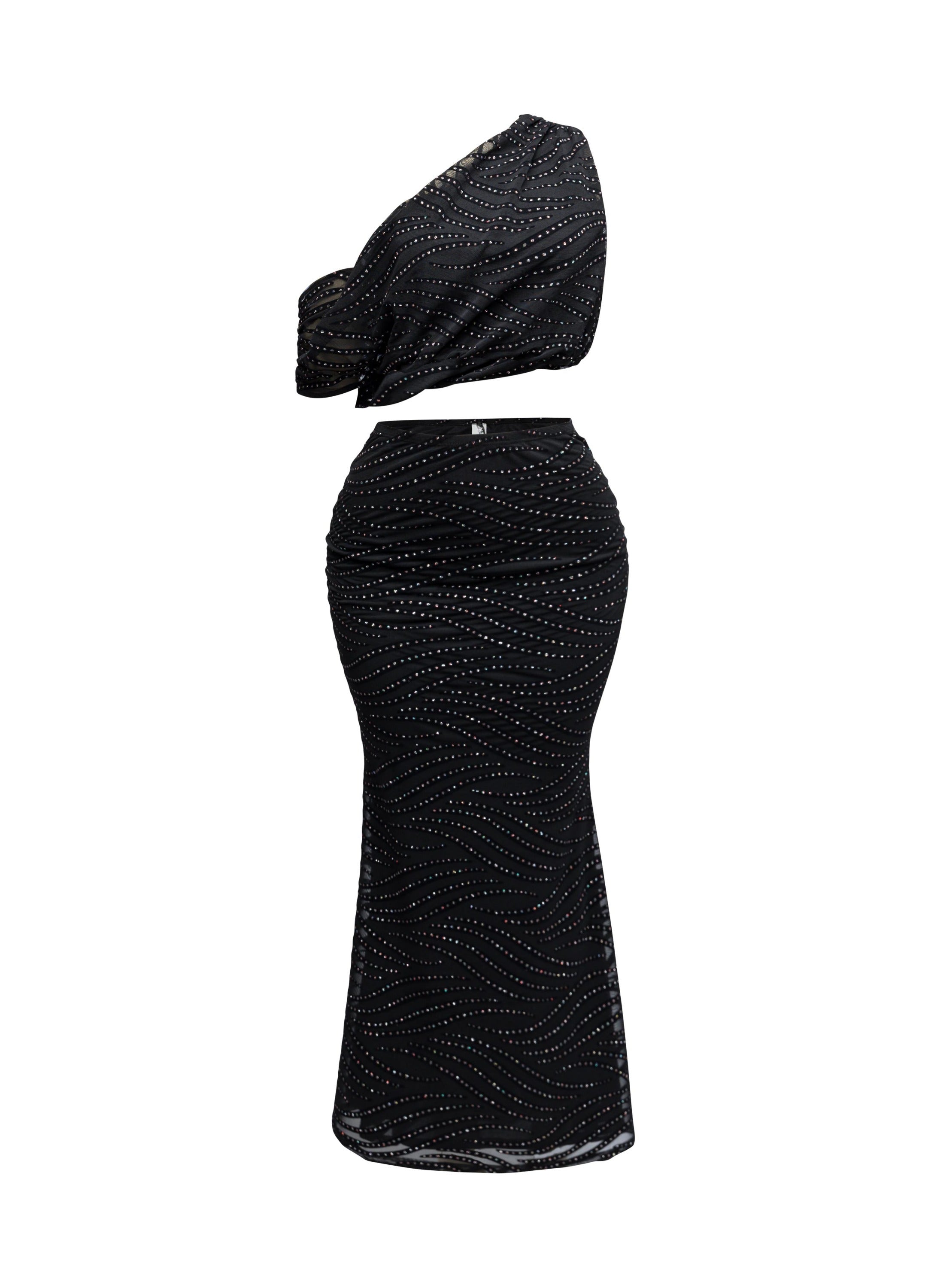 Glitter Off Shoulder Top & Mermaid Maxi Skirt Set – View 6