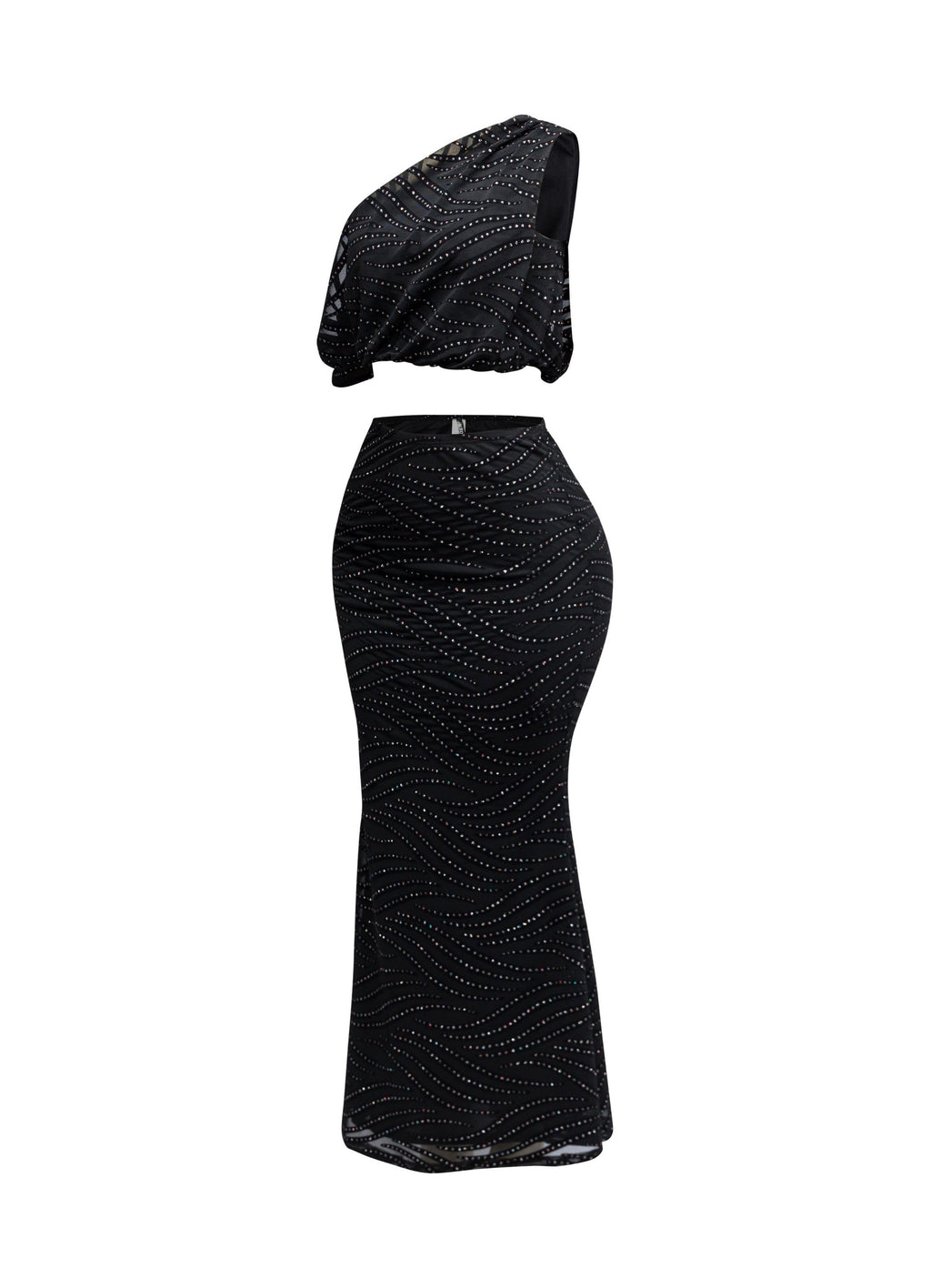 Glitter Off Shoulder Top & Mermaid Maxi Skirt Set – View 9