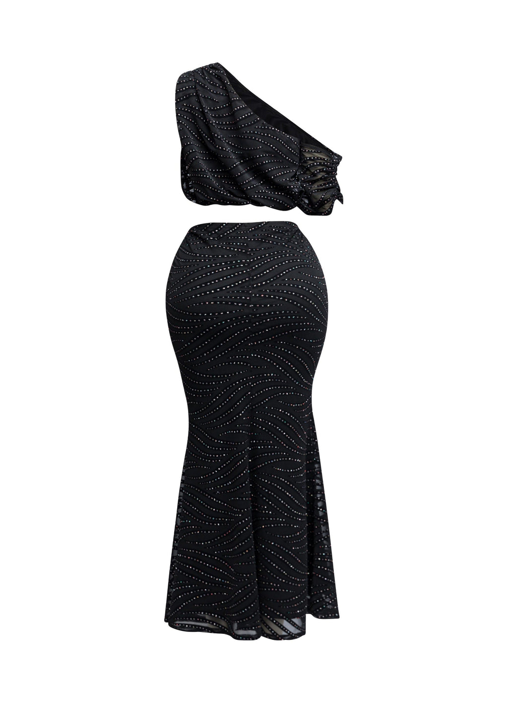 Glitter Off Shoulder Top & Mermaid Maxi Skirt Set – View 8