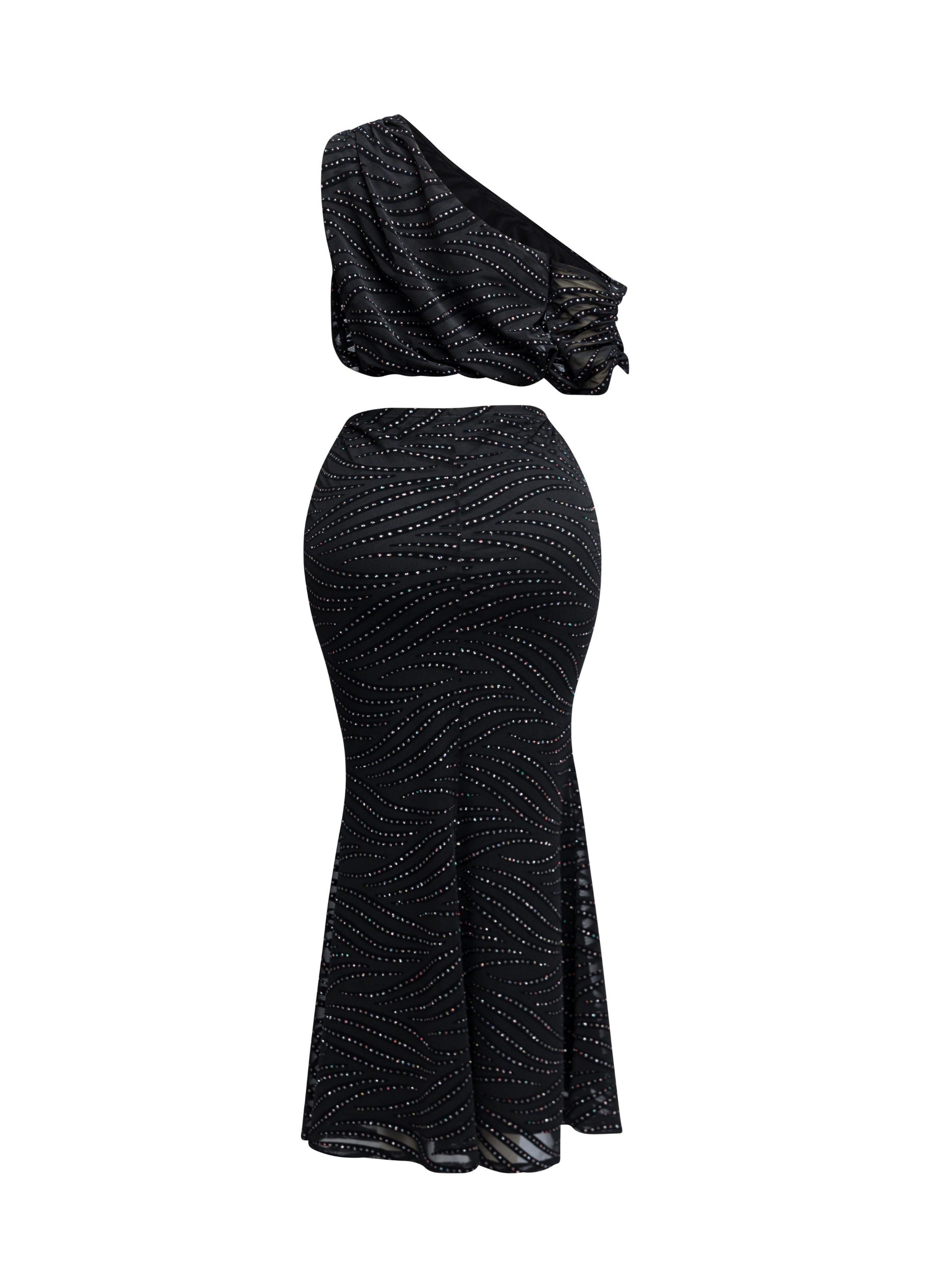 Glitter Off Shoulder Top & Mermaid Maxi Skirt Set – View 8