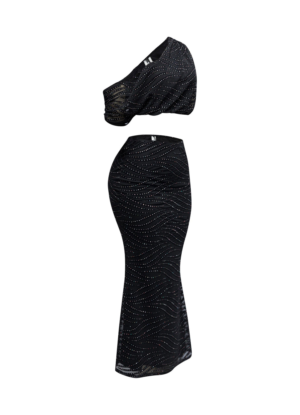 Glitter Off Shoulder Top & Mermaid Maxi Skirt Set – View 7
