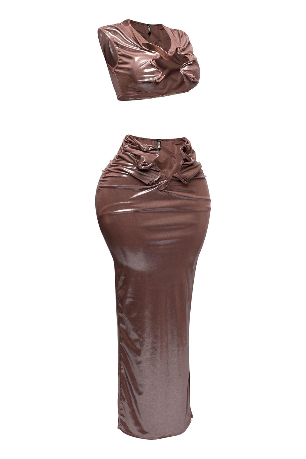 Foiled Wire Crop Top & Maxi Skirt Set – Detail view