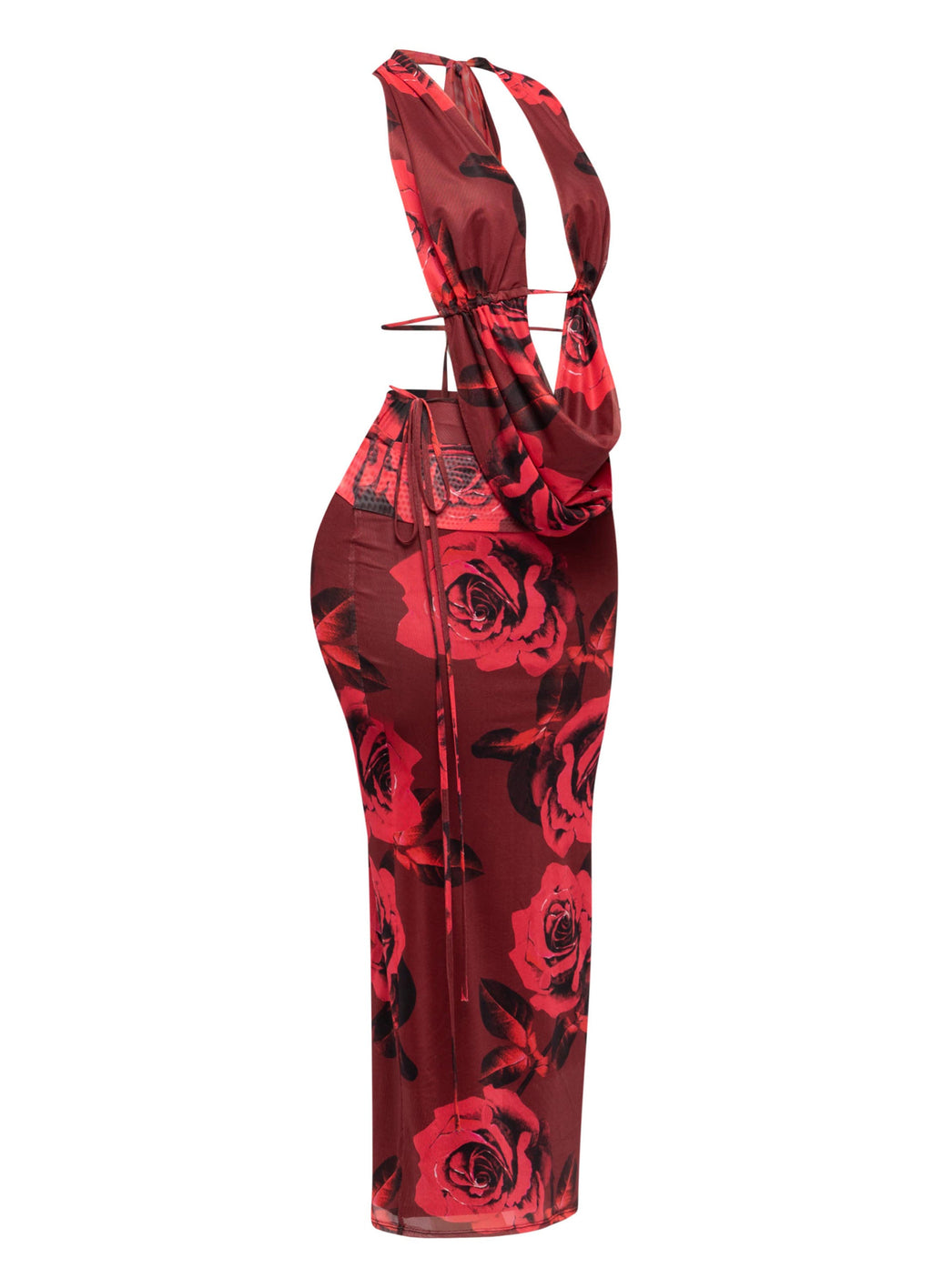 Halter Cowl Neck Top & Maxi Skirt Set – Detail view