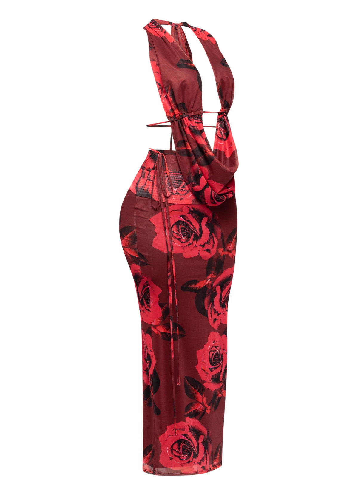 Halter Cowl Neck Top & Maxi Skirt Set – Detail view