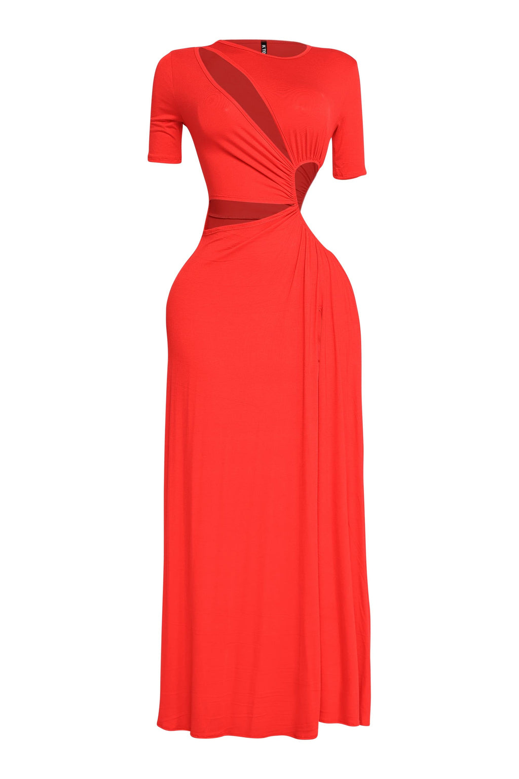 Short Sleeve Cutout Maxi Dress in Red – Side view