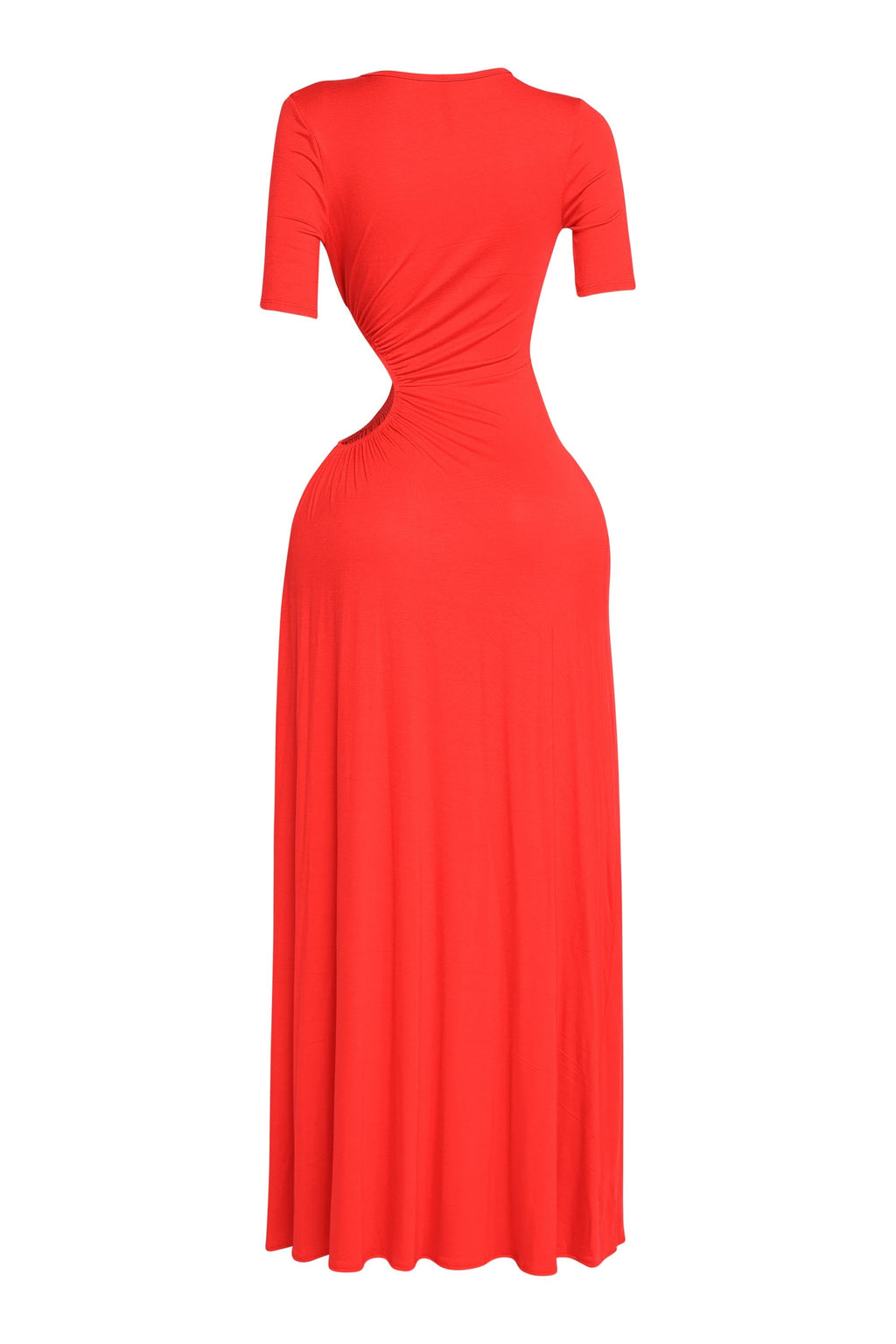 Short Sleeve Cutout Maxi Dress in Red – Detail view