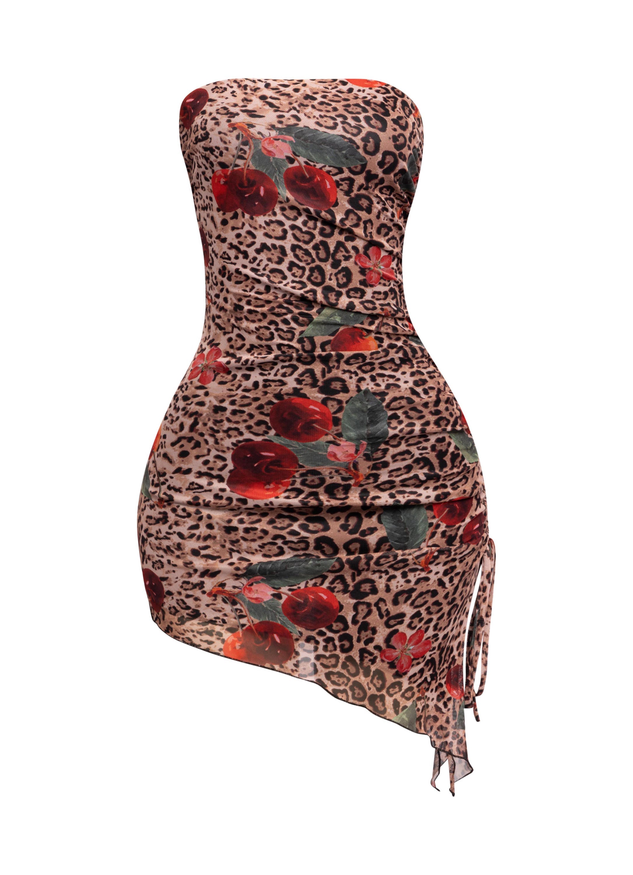 Printed Mesh Asymmetrical Tube Dress – View 5