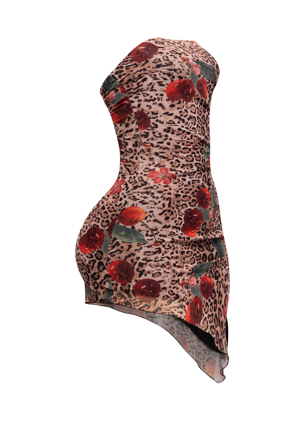 Printed Mesh Asymmetrical Tube Dress – View 6
