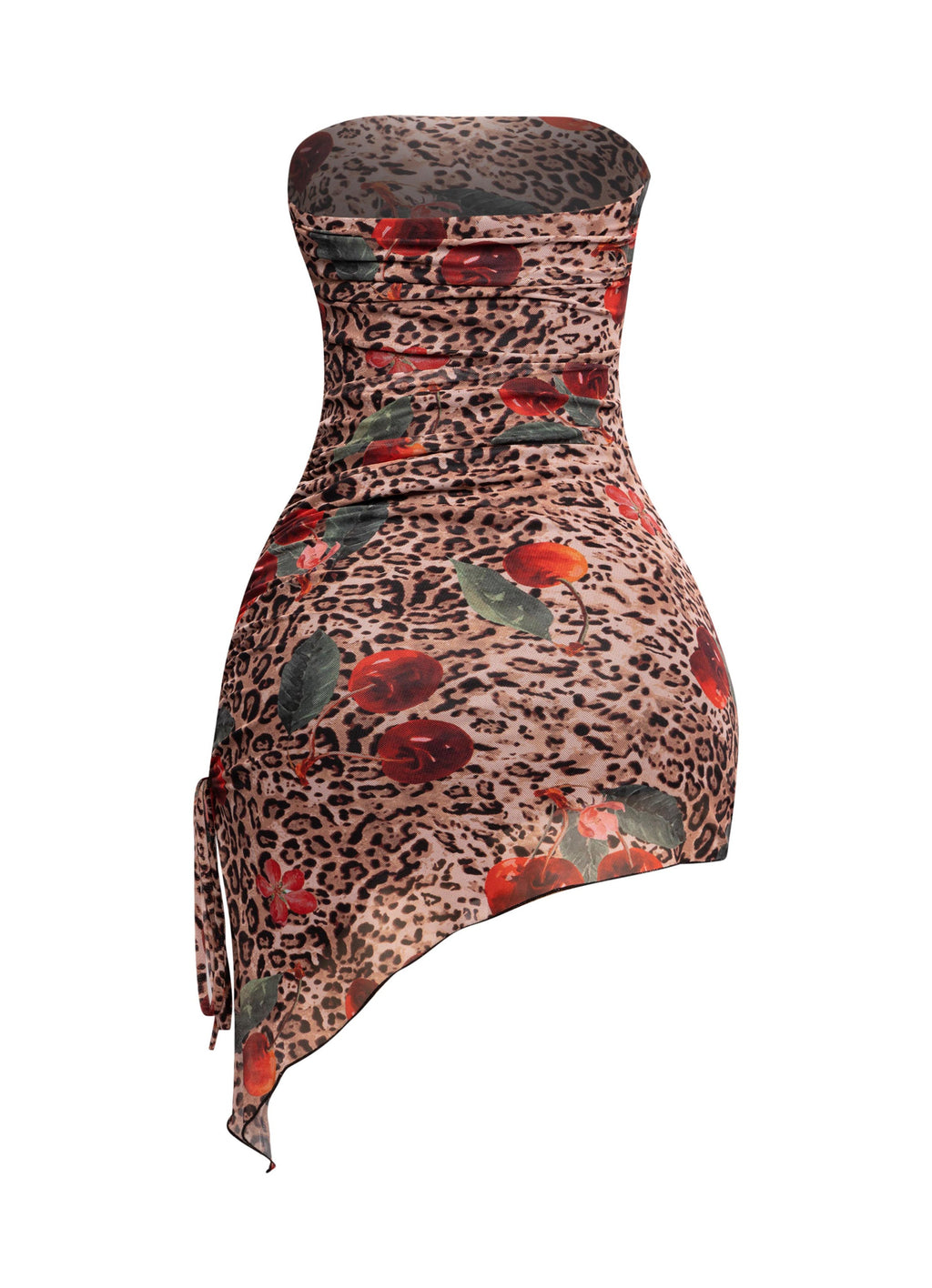 Printed Mesh Asymmetrical Tube Dress – View 7