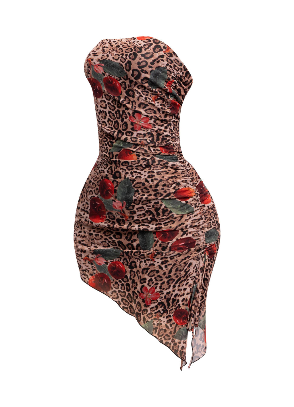Printed Mesh Asymmetrical Tube Dress – View 8