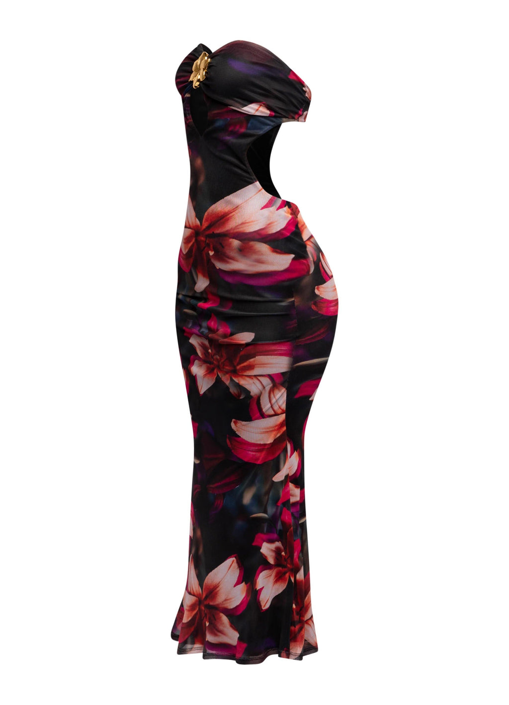 Strapless Cutout Midi Dress in Nude Combo Size M – View 8