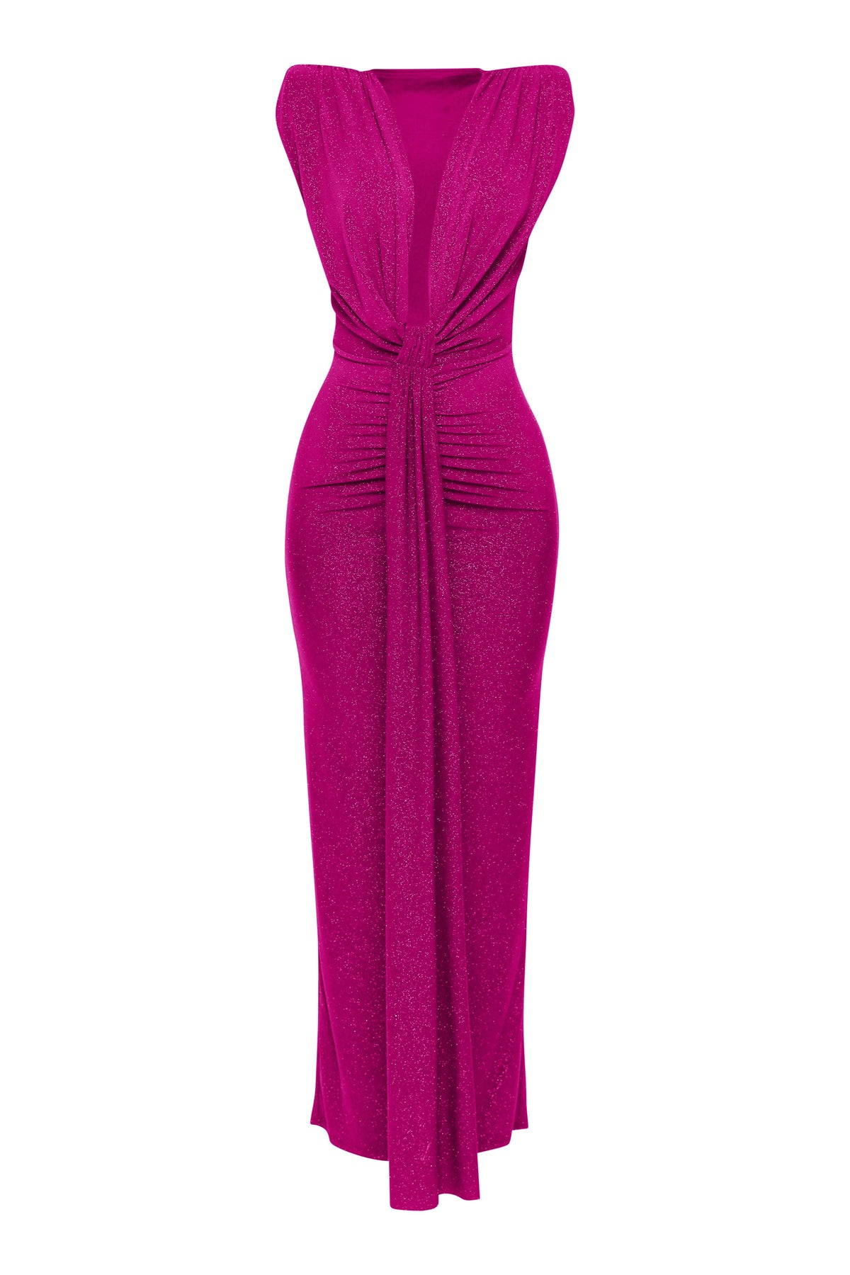 Drape Front Maxi Dress in Hot Pink – Side view