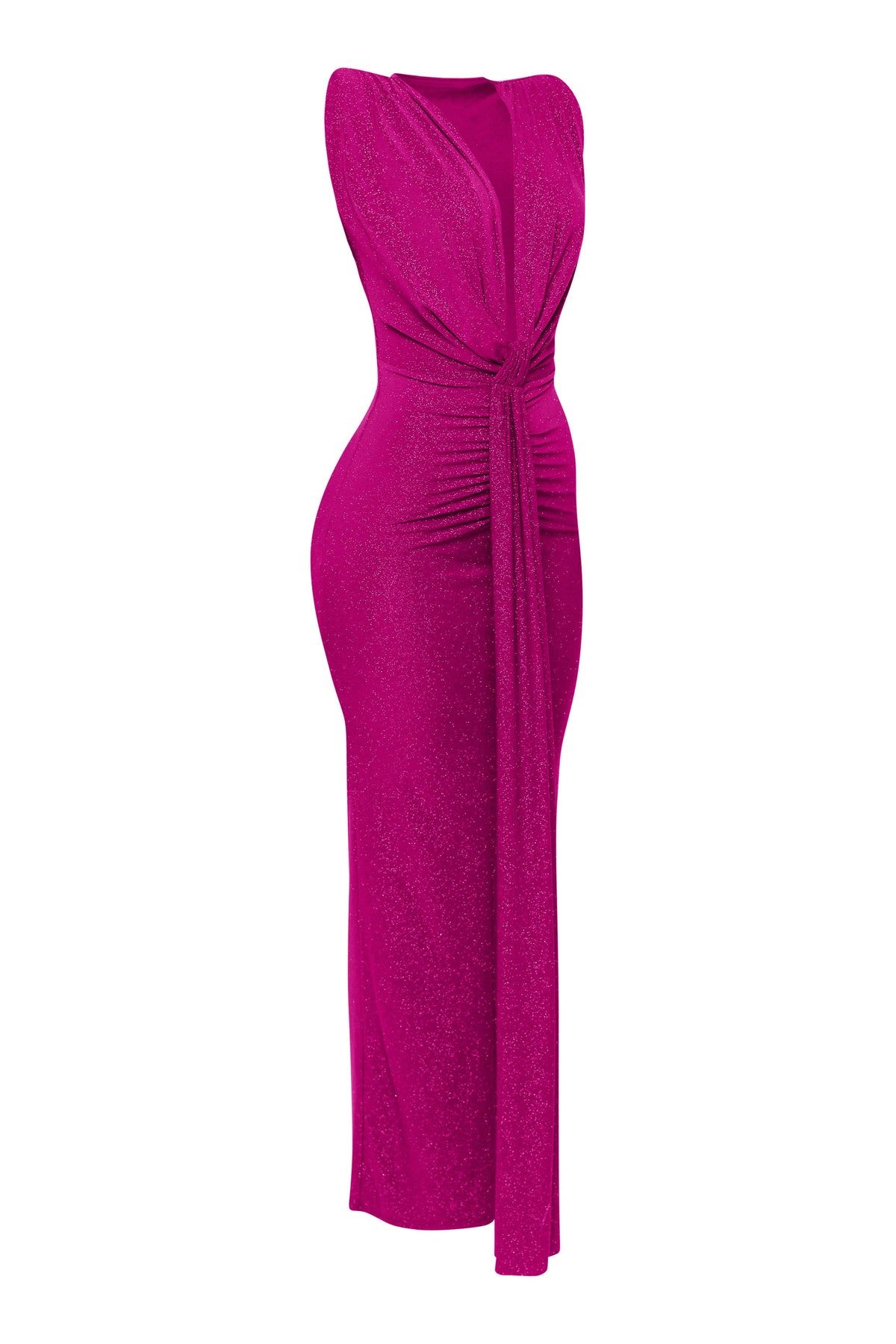 Drape Front Maxi Dress in Hot Pink – Detail view