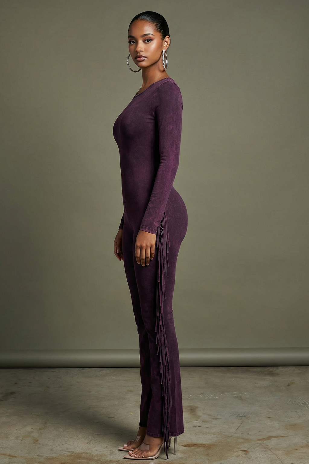 Mineral Wash Fringe Jumpsuit