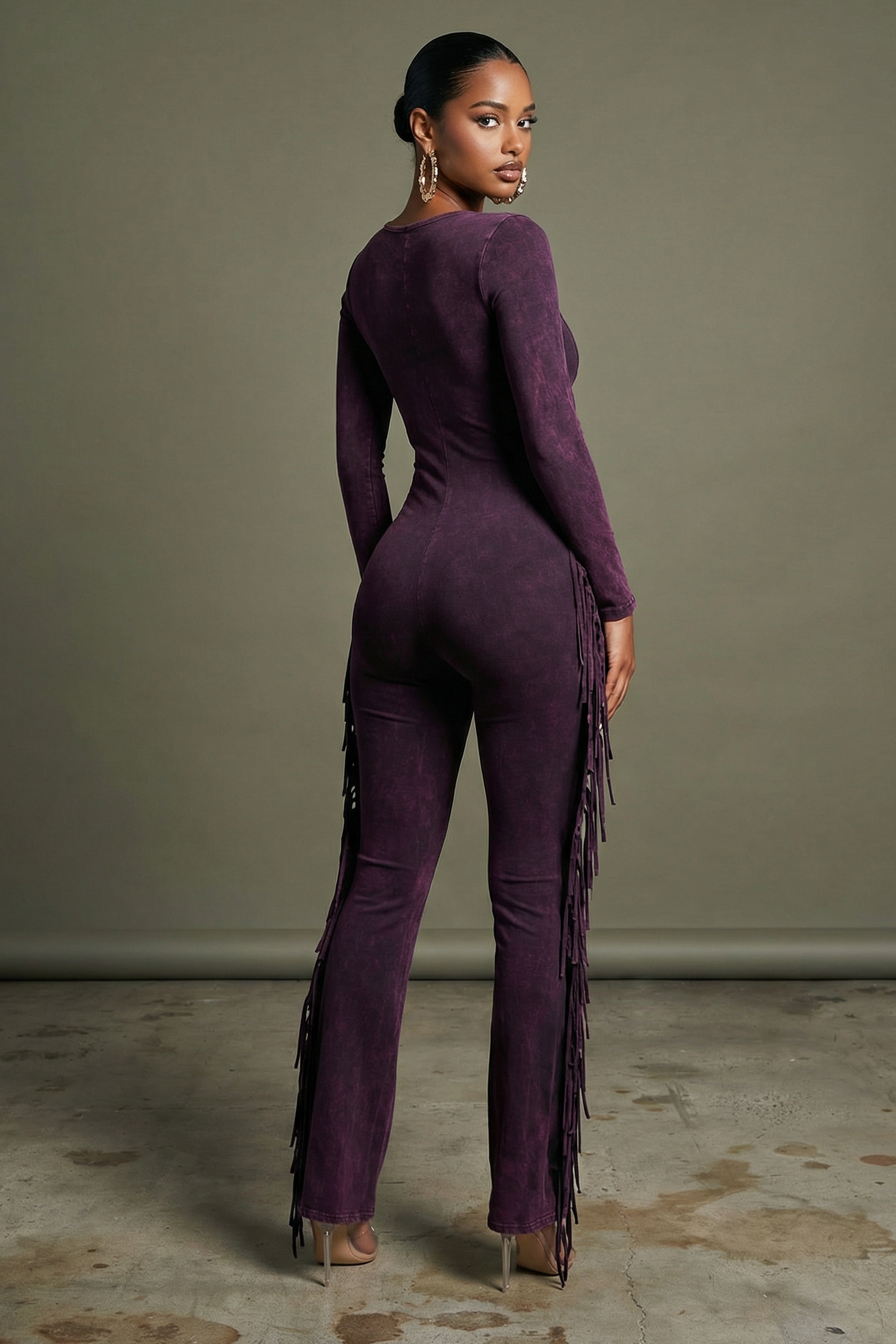 Mineral Wash Fringe Jumpsuit