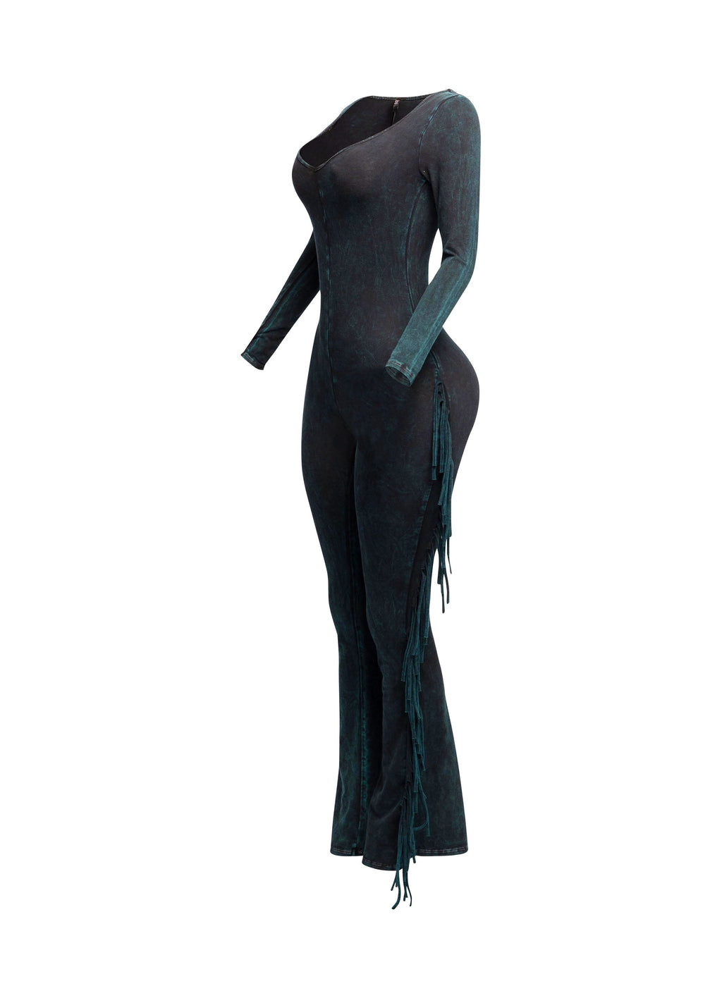Mineral Wash Fringe Long Sleeve Jumpsuit – View 20
