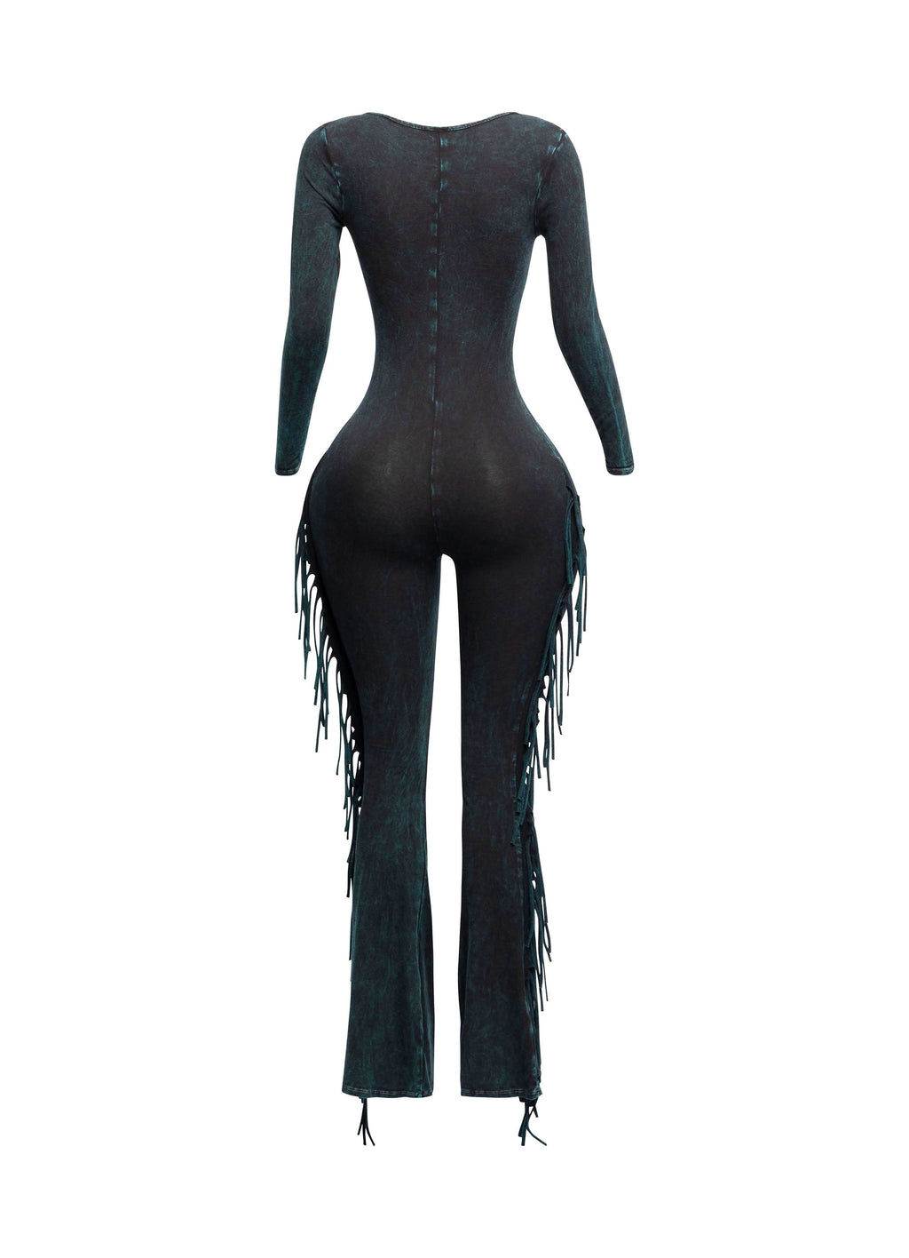 Mineral Wash Fringe Long Sleeve Jumpsuit – View 19