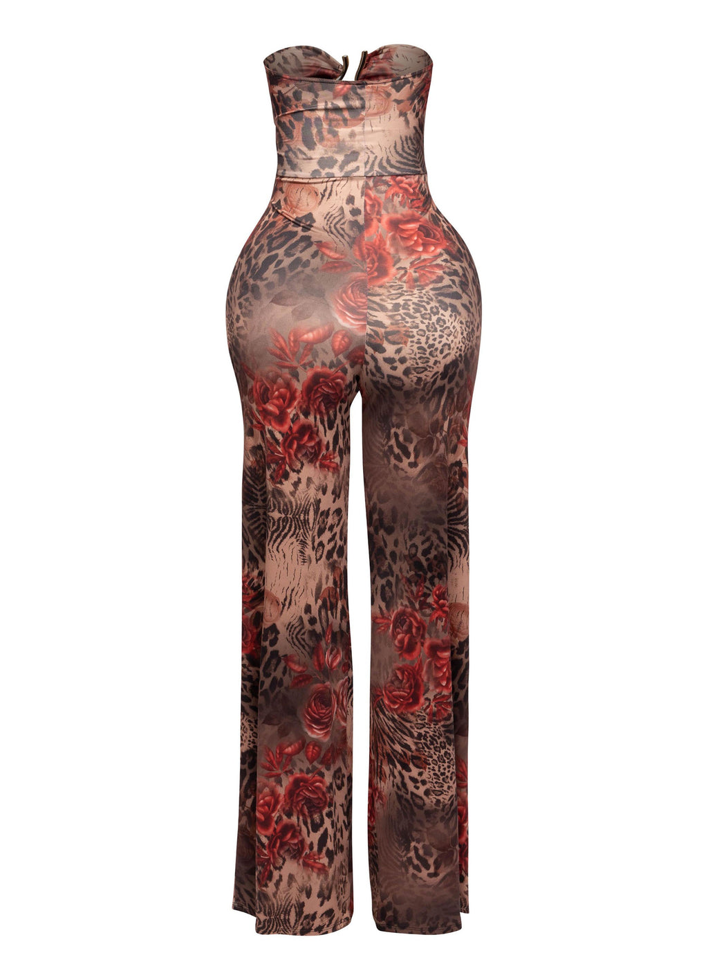 Animal Print Strapless Cutout Wide Leg Jumpsuit – View 7