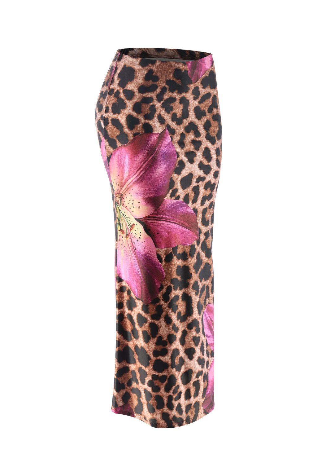 Floral Leopard Flare Maxi Skirt – Detail view