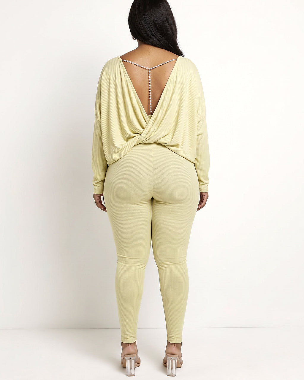 Lime back strap point set, back view on model