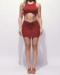 Muvin women's brick cargo pocket set, front view on model