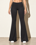 High Waist Flare Hem Pants in Black — front view