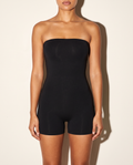 Elevated Basic Tube Romper in Black — front view