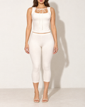 Sleeveless Top & Capri Leggings Set in White — front view