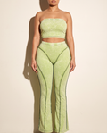 Mineral Washed Top & Pant Set in Lime — front view