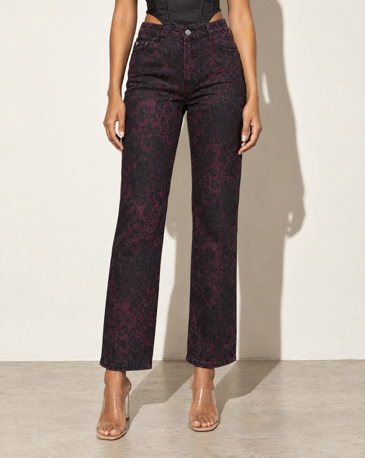Leopard Printed Baggy Pants in Multi — front view