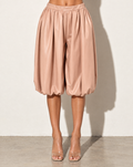 PU Bubble Capri Fashion Pants in Blush — front view