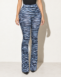 Ruched High Waist Pants in Blue — front view