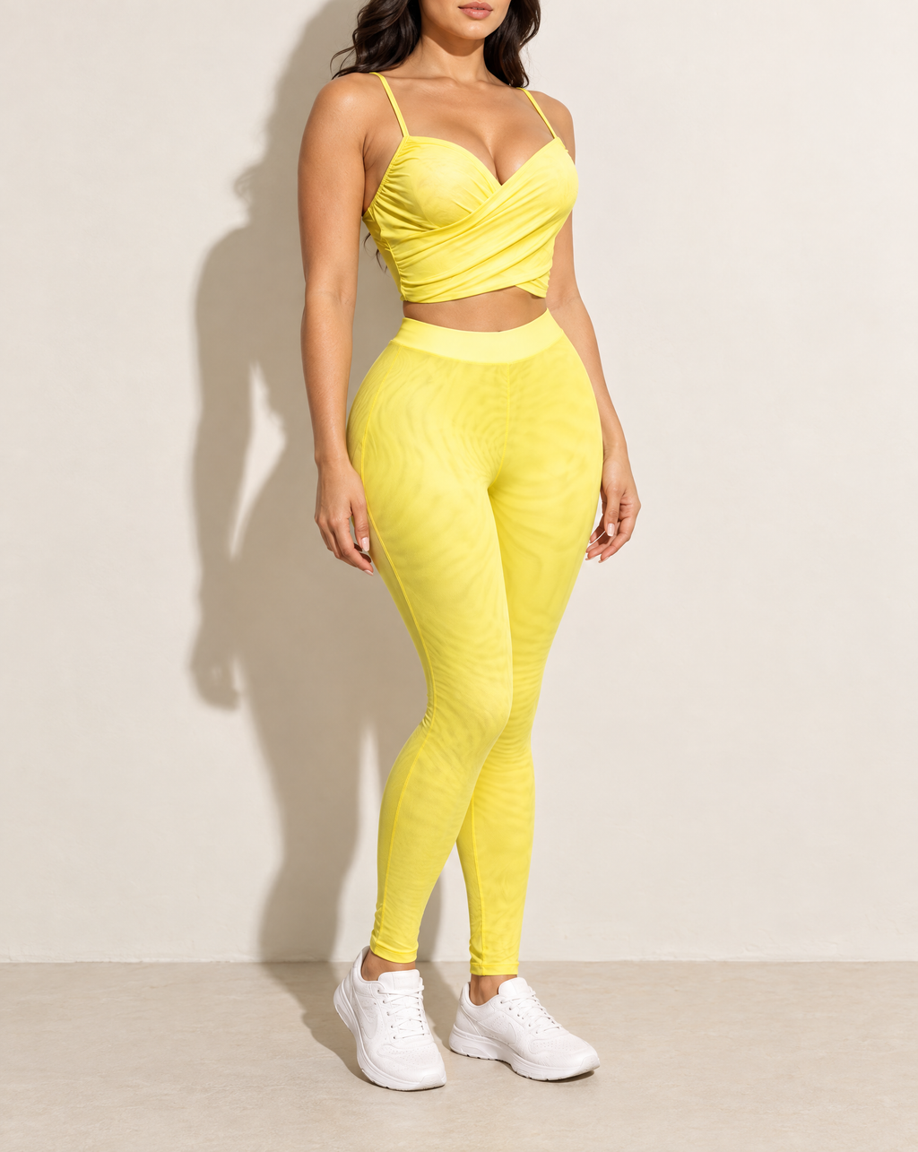 Front Mesh Contrast Set in Yellow — alternate front view