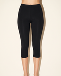 Elevated Basic Solid Capri Leggings in Black — front view