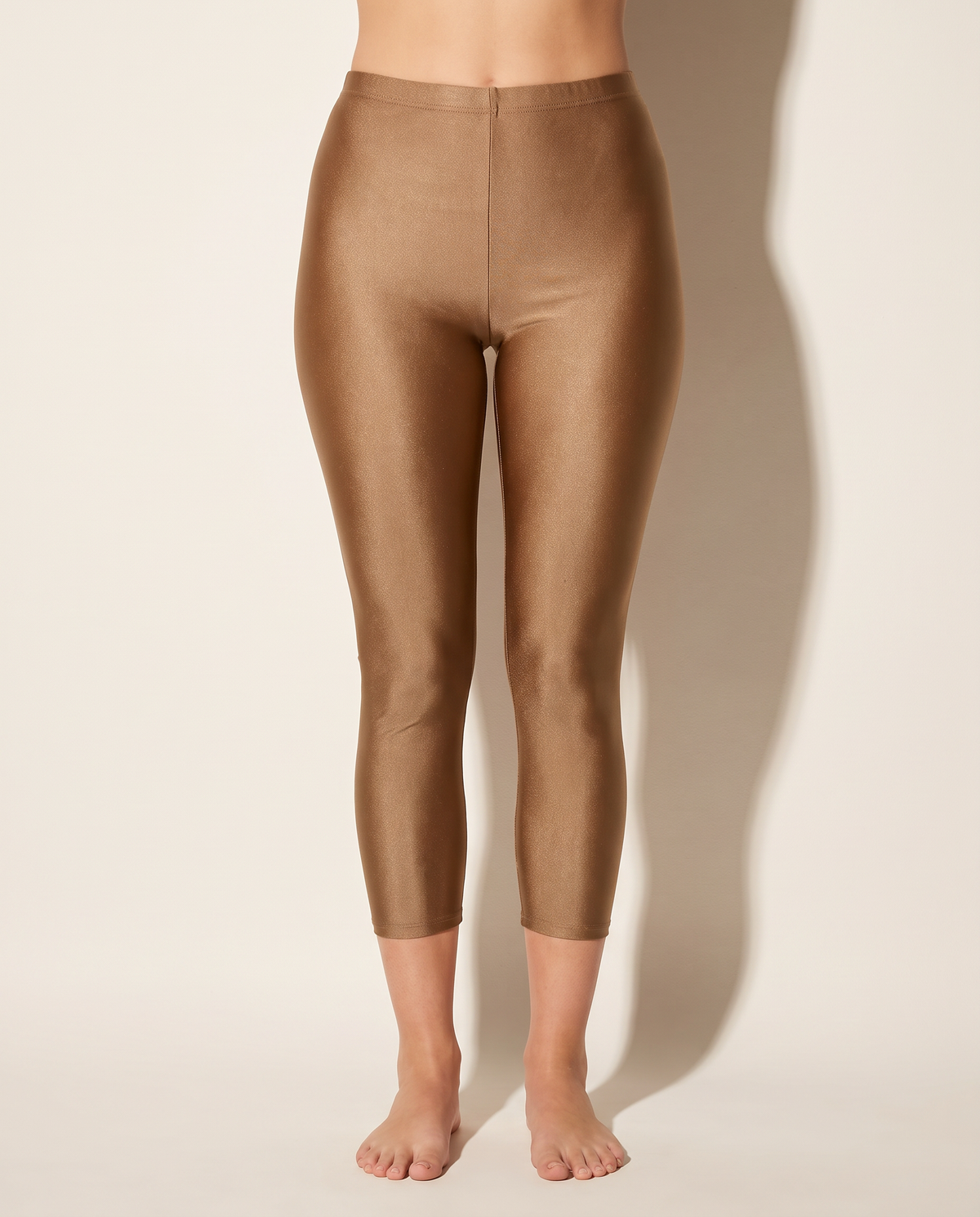 Nylon Capri Leggings in ROSE DAWN — front view