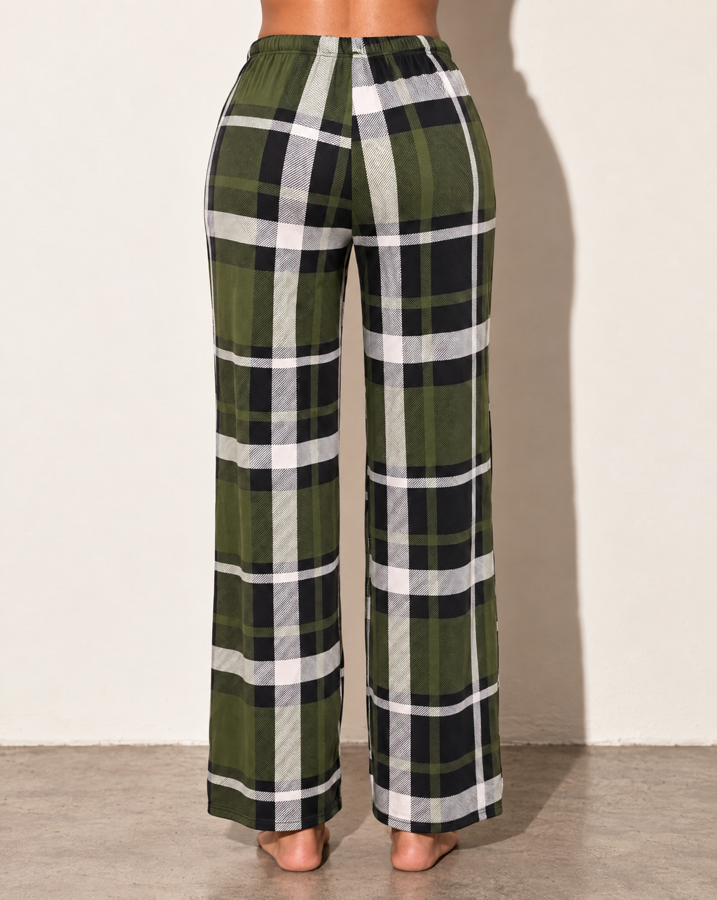 Printed Wide Leg Pants in GREEN COMBO — back view